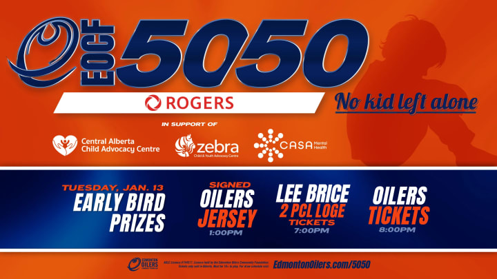 Banner showing the beneficiaries of the current EOCF 50/50 raffle and some early bird prizes.