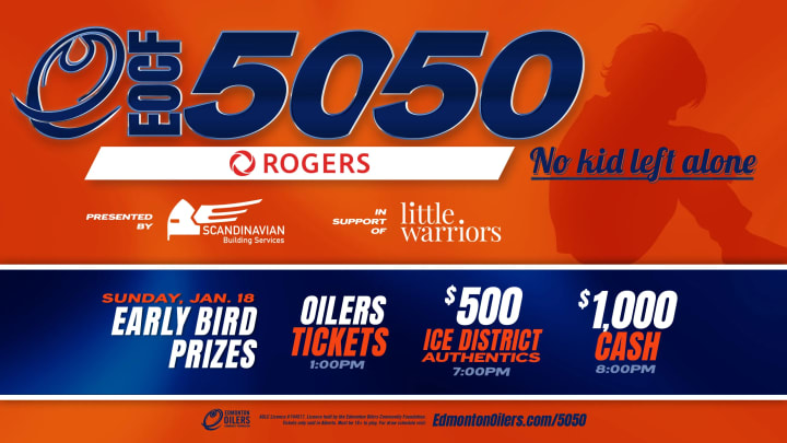 Banner showing the beneficiaries of the current EOCF 50/50 raffle and some early bird prizes.