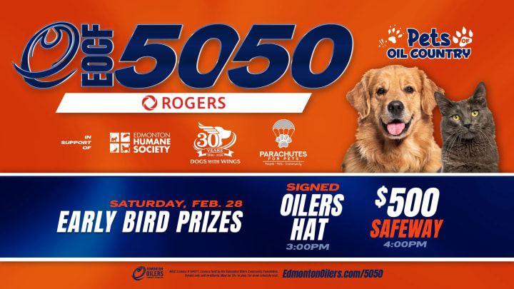 Banner showing the beneficiaries of the current EOCF 50/50 raffle and some early bird prizes.