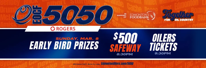 Banner showing the beneficiaries of the current EOCF 50/50 raffle and some early bird prizes.