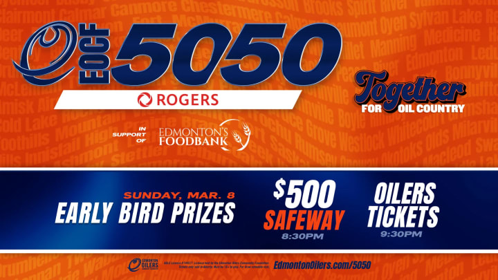 Banner showing the beneficiaries of the current EOCF 50/50 raffle and some early bird prizes.