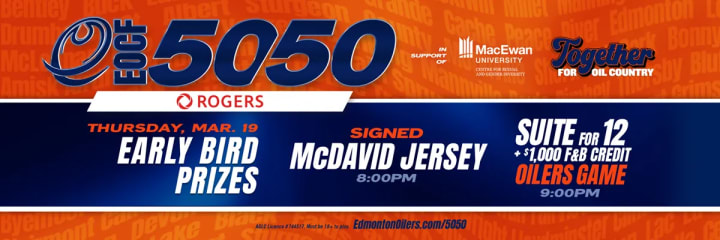 Banner showing the beneficiaries of the current EOCF 50/50 raffle and some early bird prizes.