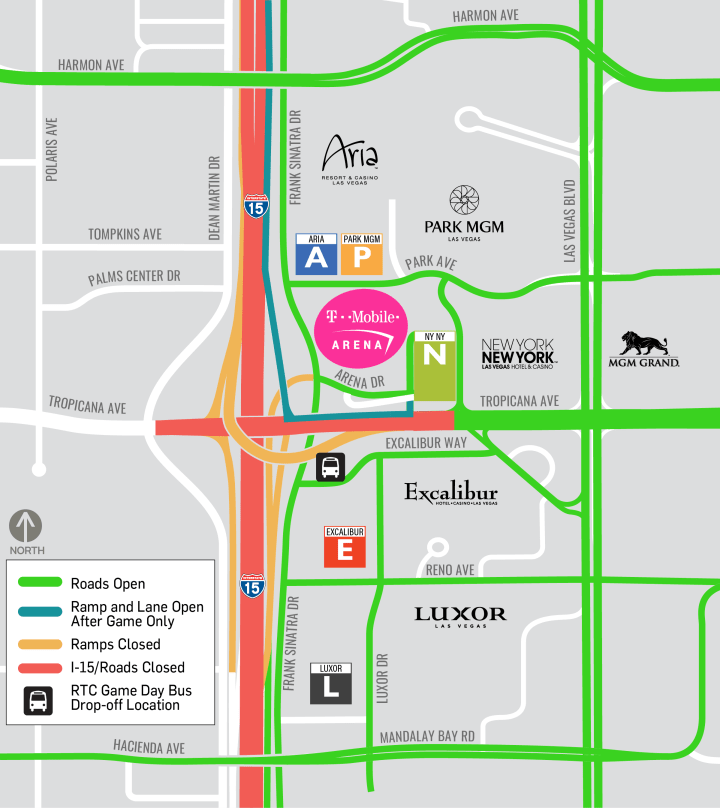 Traffic Alert for Saturday, February 17 Game Vegas Golden Knights