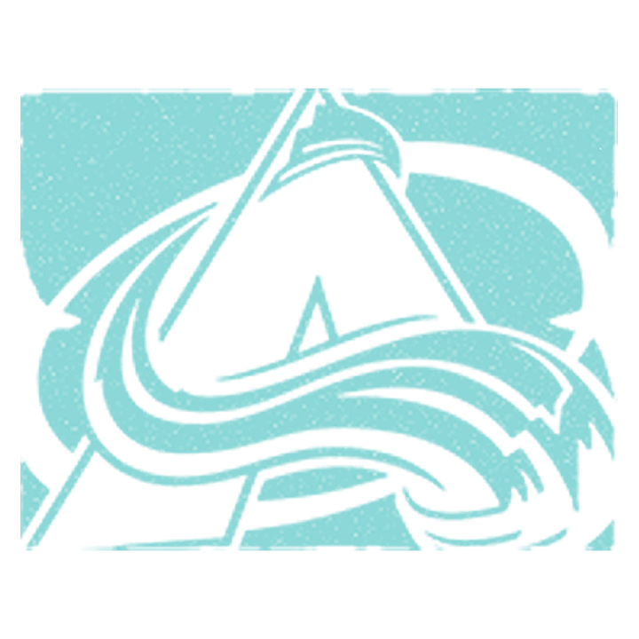 colorado avalanche logo in white, with an ice blue textured background