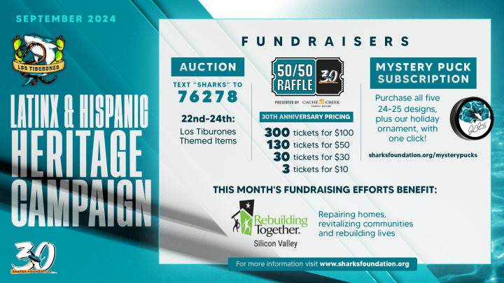 Sharks Foundation September What's Happening graphic