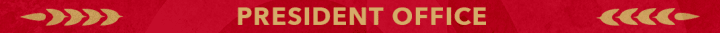 Red background with the words "President Office" in gold.