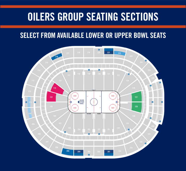 OILERS GROUP SEATING SECTIONS - SELECT FROM AVAILABLE LOWER OR UPPER BOWL SEATS