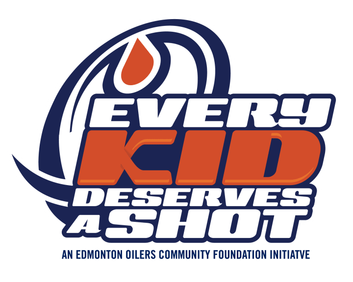 Every Kid Deserves A Shot logo with the tagline "An Edmonton Oilers Community Foundation Initiatve"