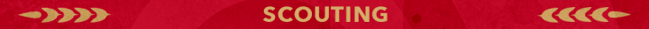 Red background with the word "Scouting" in gold.