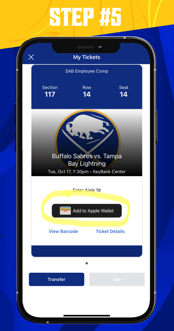 Account manager step 5, add ticket(s) to apple wallet