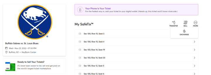 Ticket trade step 4, click on the more button, the exchange button will appear, click on the icon
