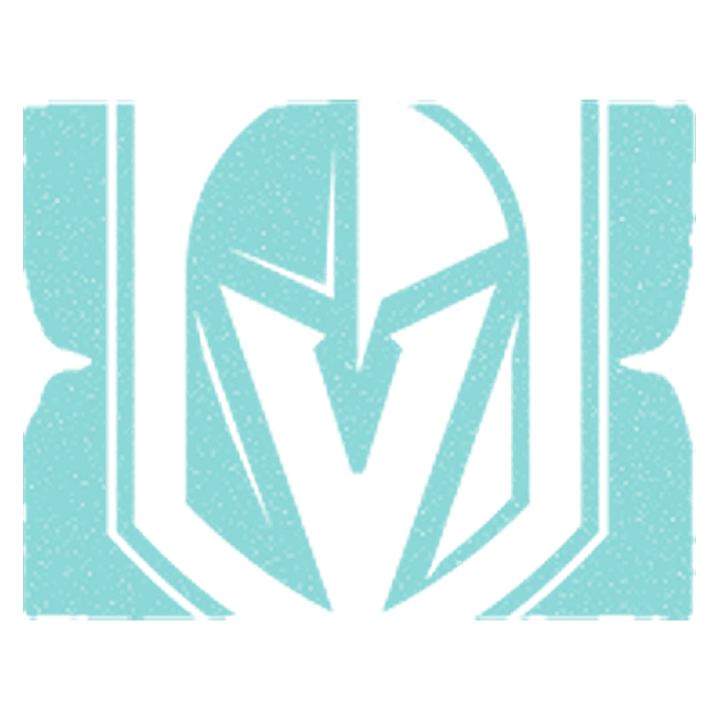 vegas golden knights logo in white, with an ice blue textured background