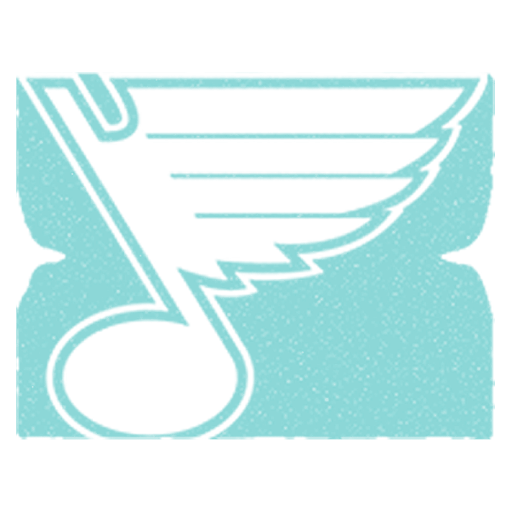 st. louis blues logo in white, with an ice blue textured background