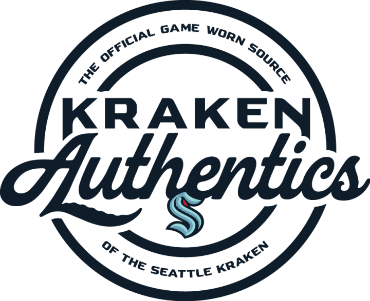 the official game worn source kraken authentics logo with the kraken logo below