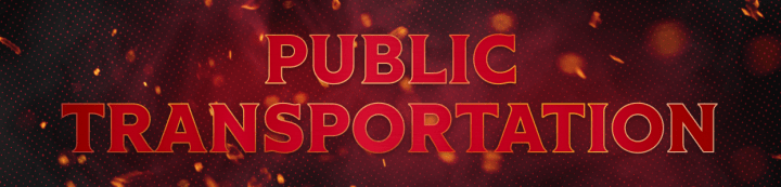 Red background with the words "Public Transportation" in white and gold beside a large Ottawa Senators logo.