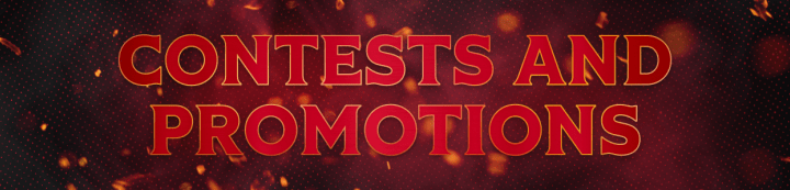 Red background with the words "Contest & Promotions" in white and gold letters beside a large Ottawa Senators logo.