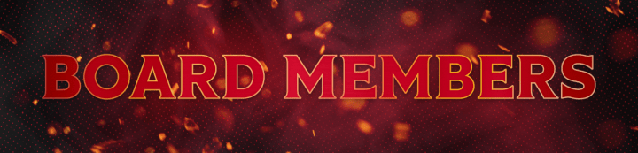 Red background with the words "Board Members" in white and gold beside a large Ottawa Senators logo.