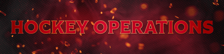 Red background with the words "Hockey Operations" in white and gold beside a large Ottawa Senators logo.