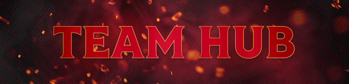 Red background with the words "Team Hub" in white and gold beside a large Ottawa Senators logo.