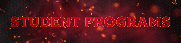 Red background with the words "Student Programs" in white and gold beside a large Ottawa Senators logo.