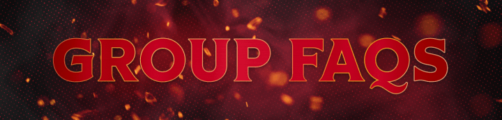 Red background with the words "Group FAQs" in white and gold beside a large Ottawa Senators logo.