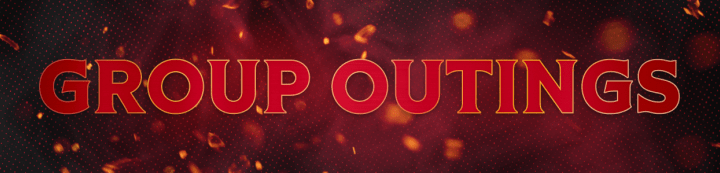 Red background with the words "Group outings" in white and gold beside a large Ottawa Senators logo.