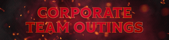 Red background with the words "Corporate team outings" in white and gold beside a large Ottawa Senators logo.